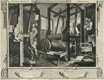 Interior de un taller de tejedores, 1747, 1925 de William Hogarth