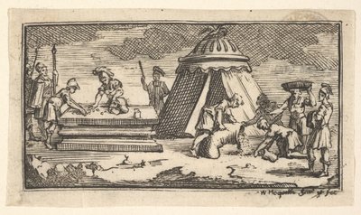 Cebada emitida en lugar de trigo [primera versión] John Beaver, castigo militar romano de William Hogarth