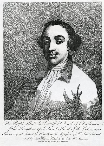 James Caulfield, primer Conde de Charlemont, grabado por Joseph Haynes, 1782 de William Hogarth