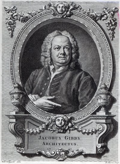 James Gibbs, grabado por Bernard Baron, 1747 de William Hogarth