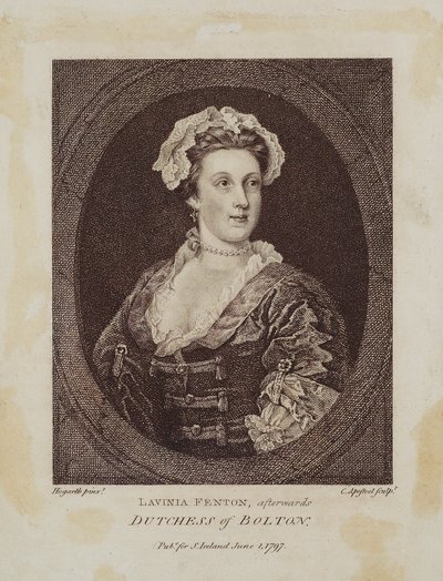 Lavinia Fenton, luego Duquesa de Bolton, grabado por Cornelius Apostool (1762-1844), 1797 de William Hogarth