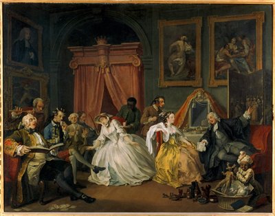 Matrimonio a la moda: 4. The Toilette ... (óleo sobre lienzo) de William Hogarth
