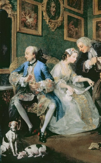 El matrimonio a la moda: I - El acuerdo matrimonial, c.1743 (detalle) de William Hogarth