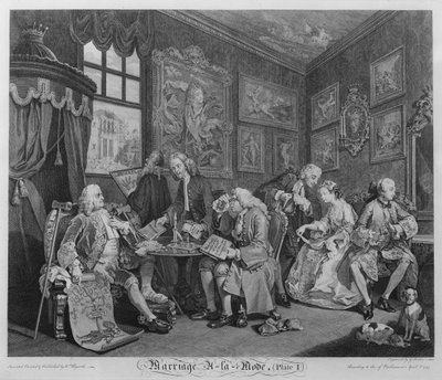 Matrimonio a la moda, Placa I, El acuerdo matrimonial, 1745 de William Hogarth