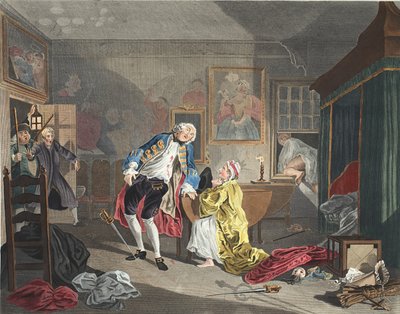 Matrimonio a la moda, Placa V, El Bagnio, ilustración de 