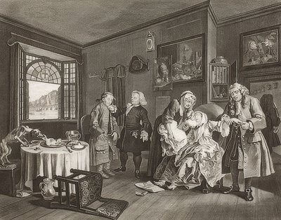 Marriage à la Mode. Blatt 6: La muerte de la dama. 1745 de William Hogarth