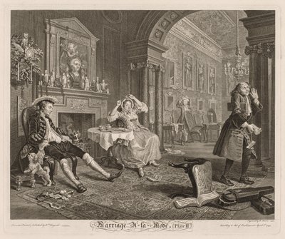 Matrimonio a la moda: Placa II, 1745 de William Hogarth