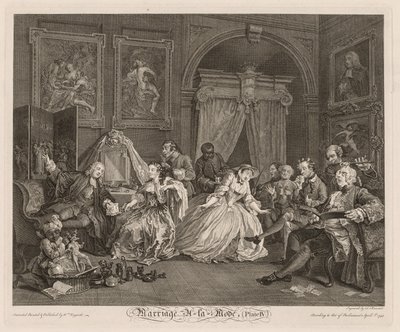 Matrimonio a la moda: La escena del tocador, 1745 de William Hogarth