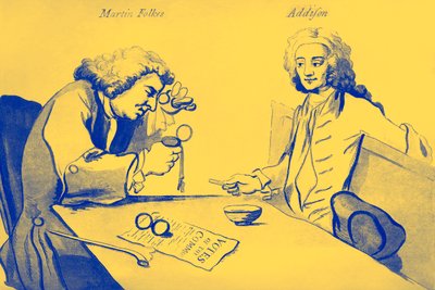 Martin Folkes y Addison en la cafetería de Button de William Hogarth