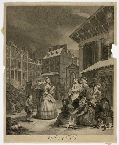 Mañana, lámina uno de Las cuatro horas del día de William Hogarth