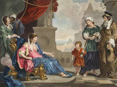 Moisés llevado a la hija del faraón, ilustración de 