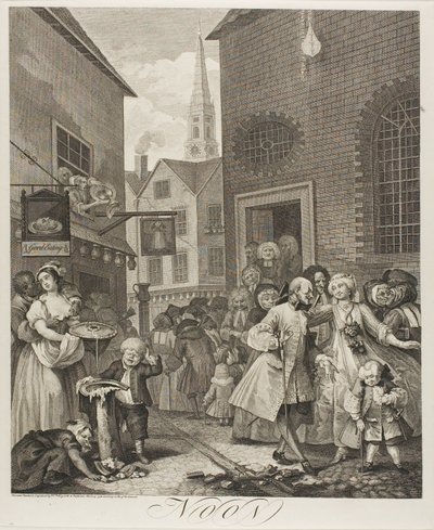 Mediodía, placa dos de Las Cuatro Horas del Día de William Hogarth