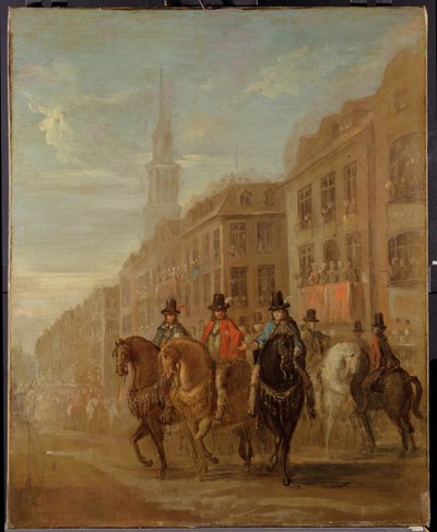 Procesión de restauración de Carlos II en Cheapside, c.1745 de William Hogarth