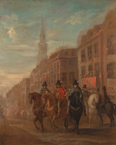 Procesión de restauración de Carlos II en Cheapside de William Hogarth
