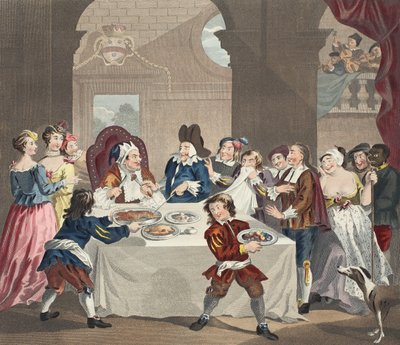 Sancho en el banquete muerto de hambre por su médico, ilustración de 