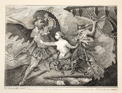 Satanás, Pecado y Muerte, pub. 1792 de William Hogarth