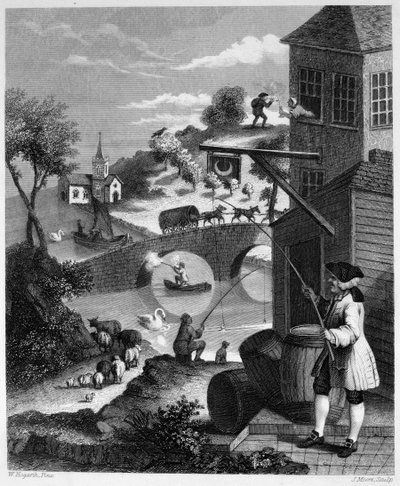 Sátira sobre la falsa perspectiva de William Hogarth
