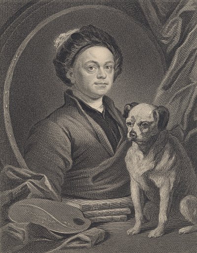 Autorretrato, grabado por J. Mollison de William Hogarth