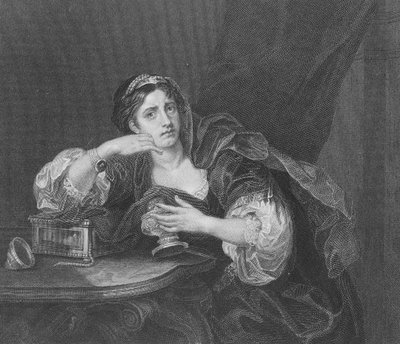 Sigismonda con el corazón de su esposo, grabado por T.W. Shaw, de 