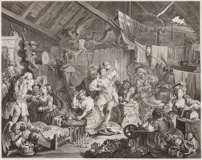 Actrices ambulantes vistiéndose en un granero. 1738 de William Hogarth