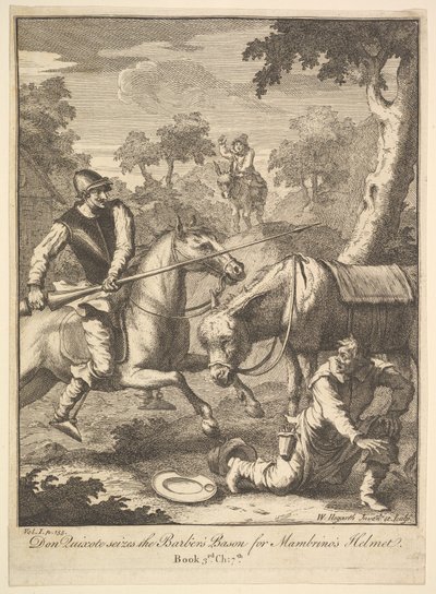 La aventura del yelmo de Mambrino Seis ilustraciones para Don Quijote, 1756 o después de William Hogarth