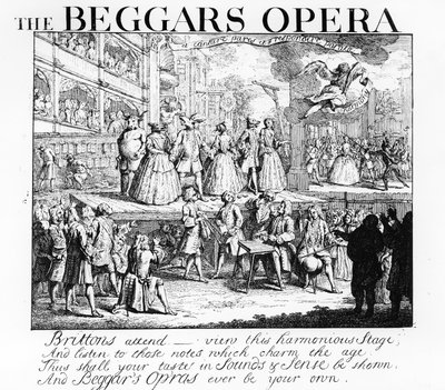La ópera del mendigo parodiada, 1728 de William Hogarth