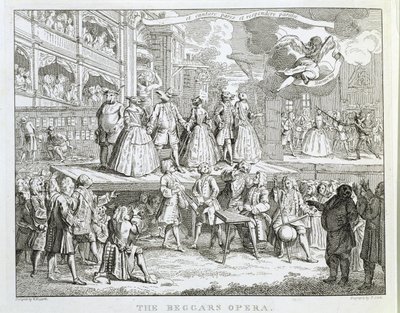 La ópera del mendigo, grabado por Thomas Cook (1744-1818) de William Hogarth