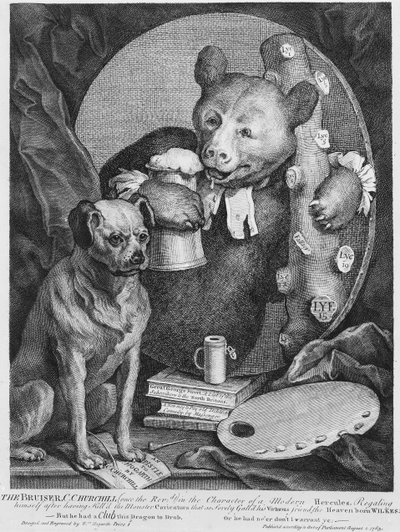 El matón Charles Churchill, una vez el reverendo, en el carácter de un Hércules ruso, 1763 de William Hogarth