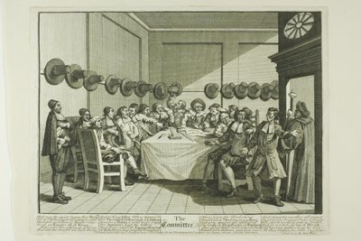 El Comité, placa diez de Hudibras de William Hogarth