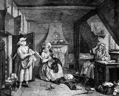 El Poeta Afligido, 1740 de William Hogarth