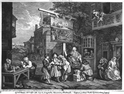 La elección II; Campaña para votos, grabado por Charles Grignion de William Hogarth