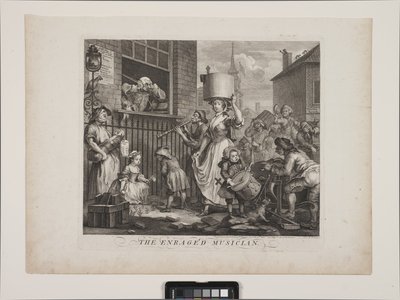 El músico enfurecido (aguafuerte y grabado) de William Hogarth