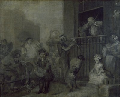 El Músico Enfurecido, siglo XVII de William Hogarth