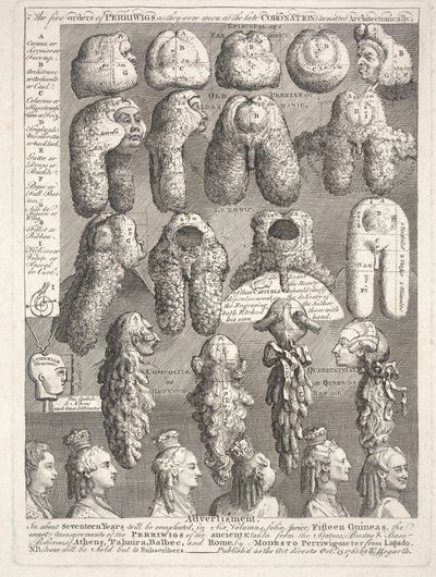Las cinco órdenes de las pelucas, 15 de octubre de William Hogarth