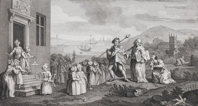 Los expósitos, grabado por F. Morellon La Cave de William Hogarth
