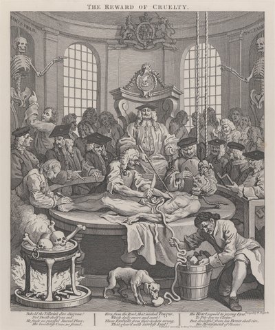 La cuarta etapa de la crueldad: la recompensa de la crueldad de William Hogarth