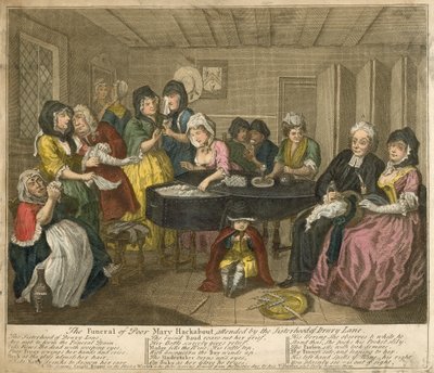 El funeral de la pobre Mary Hackabout, asistido por la hermandad de Drury Lane de William Hogarth