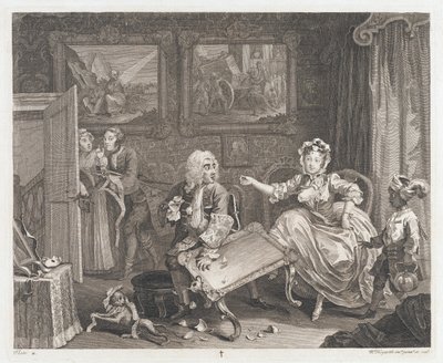La Prostituta Encuentra un Protector, diseñado 1732, impreso 1744 de William Hogarth