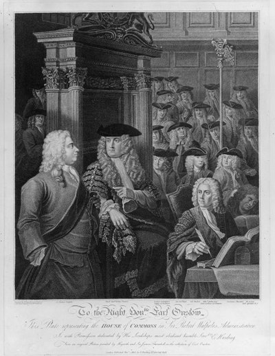 La Cámara de los Comunes en la administración de Walpole, publicado en 1803 de William Hogarth