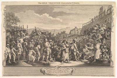 El aprendiz ocioso ejecutado en Tyburn: Industria y ociosidad, placa 11, 30 de septiembre de 1747 de William Hogarth