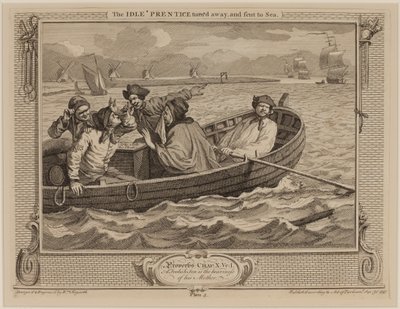 El aprendiz ocioso despedido y enviado al mar de William Hogarth
