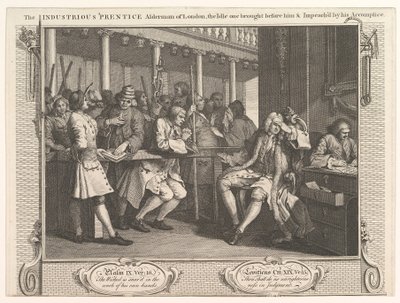 El Aprendiz Industrioso, Concejal de Londres, El Ocioso Llevado Ante Él de William Hogarth