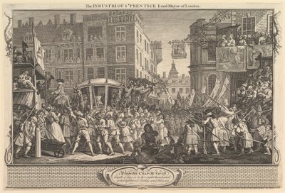 El Aprendiz Industrioso Alcalde de Londres: Industria y Ociosidad, lámina, 30 de septiembre de 1747 de William Hogarth