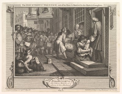 El aprendiz industrioso fuera de su tiempo y casado con la hija de su maestro, 30 de septiembre de 1747 de William Hogarth