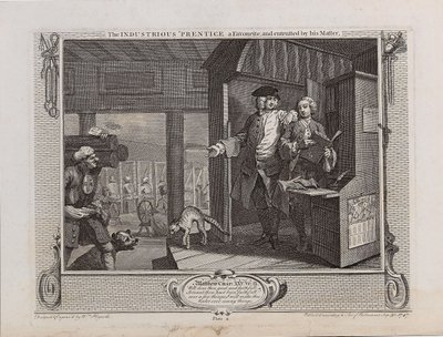 El aprendiz industrioso, un favorito, y confiado por su maestro, 1747 de William Hogarth