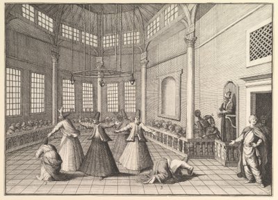 El interior de una mezquita, los derviches bailando Aubry de La Mottraye