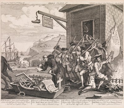 La invasión, lámina 1: «Francia» de William Hogarth