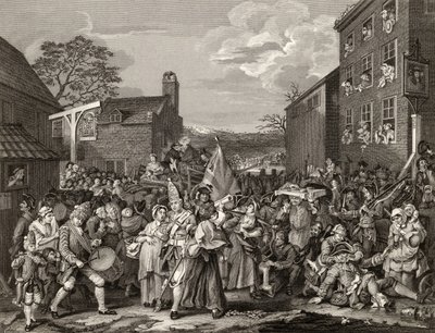 La Marcha a Finchley, grabado por T.E. Nicholson, de 