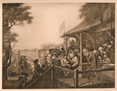 La votación, Placa III de Los humores de una elección, 1757 de William Hogarth