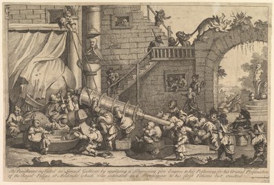 El castigo infligido a Lemuel Gulliver, diciembre 1726 de William Hogarth
